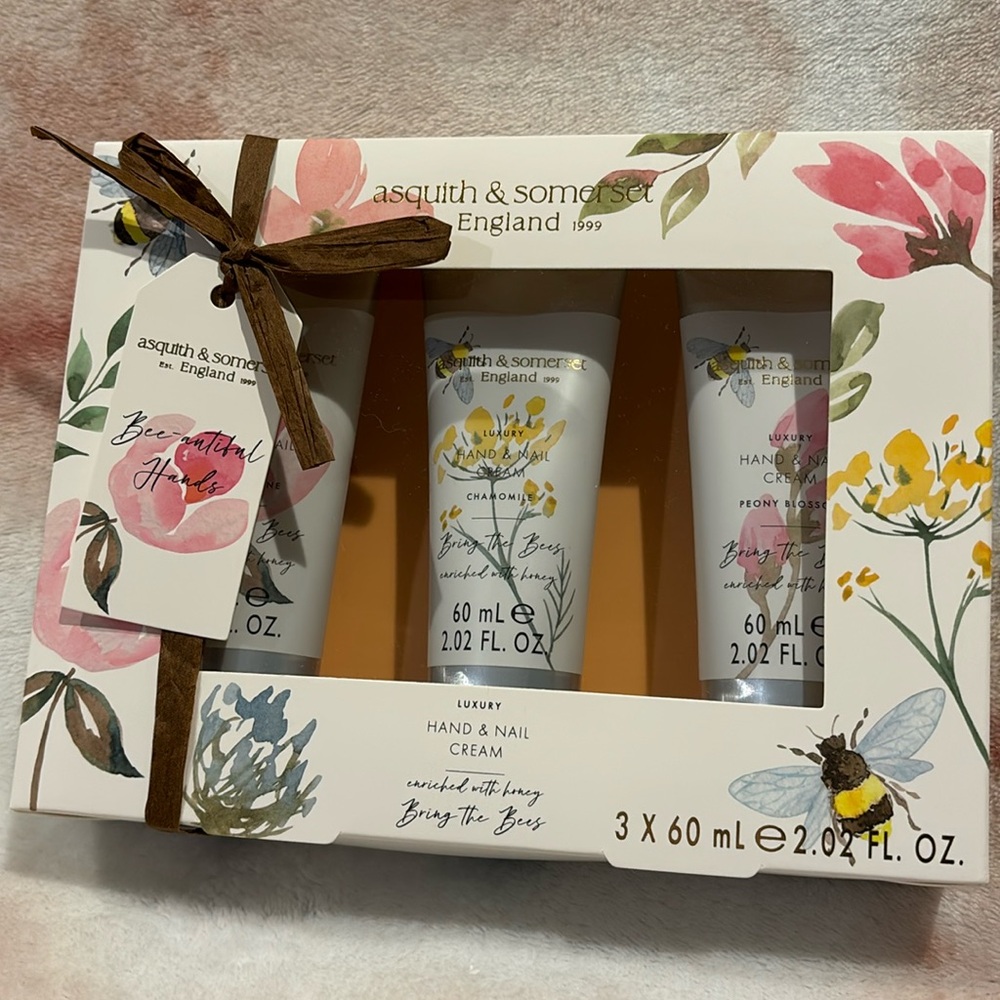 Asquith & Somerset England Luxury Hand & Nail Cream Set NWT honey enriched 3x2oz